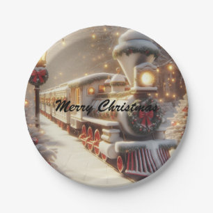 Assiettes En Carton Un train de Noël magique pour Wonderland