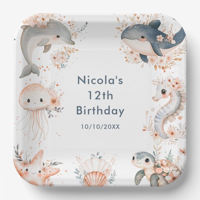 Assiettes En Carton Under The Sea Animals Birthday Party (Recto)