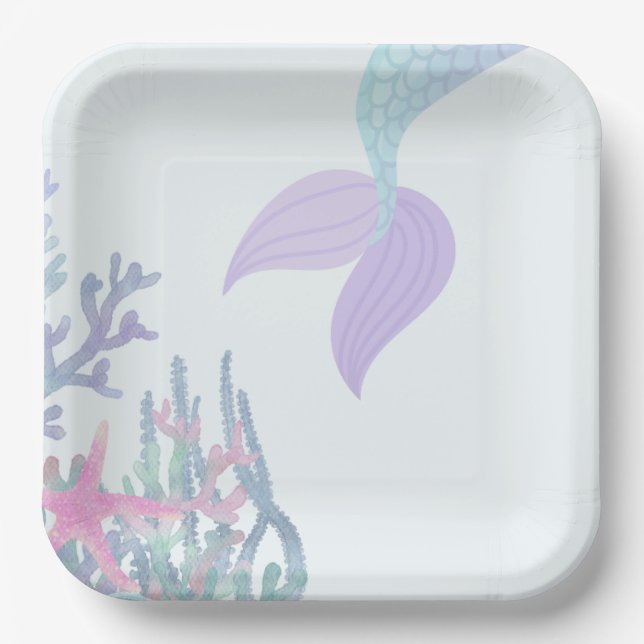 Assiettes En Carton Under the Sea Mermaid Matching (Recto)