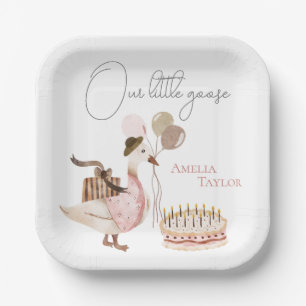 Assiettes En Carton Une Aquarelle d'oie d'anniversaire Vintage