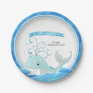 Assiettes En Carton Une baleine d'un moderne adorable mignon de douche