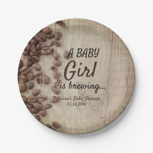 Assiettes En Carton Une Bébée brasse un Baby shower de café rustiqu