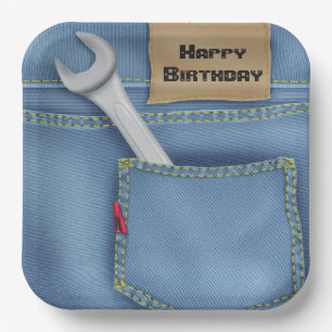 Assiettes En Carton Une clé dans une poche pour l'anniversaire
