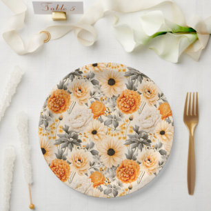 Assiettes En Carton Une conception de série florale d'automne 1