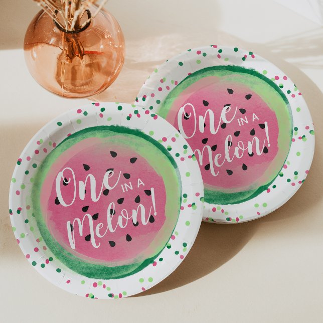 Assiettes En Carton Une fête de pastèque One in a Melon (Créateur téléchargé)