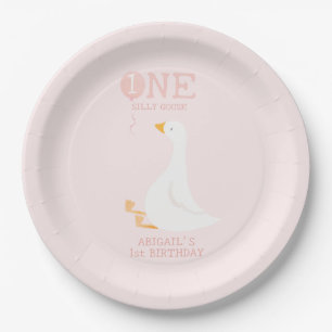 Assiettes En Carton Une fille rose d'oie sotte 1er anniversaire