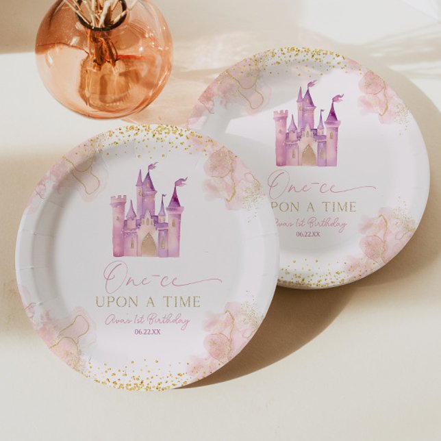 Assiettes En Carton Une fois Princesse 1er anniversaire fête (Créateur téléchargé)