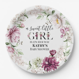 Assiettes En Carton Une jolie petite fille Baby shower plaque de papie