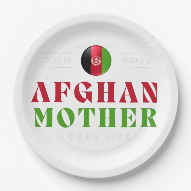 Assiettes En Carton Une mère afghane ressemble à une mère du drapeau a (Devant)