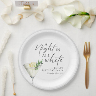 Assiettes En Carton Une nuit dans tout Anniversaire Blanc