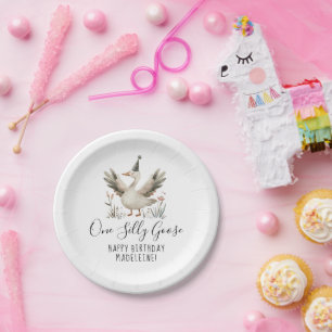 Assiettes En Carton Une oie bête 1er anniversaire mignonne Aquarelle e