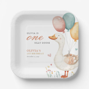 Assiettes En Carton Une oie sotte 1ère fête d'anniversaire