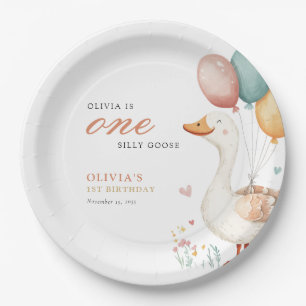 Assiettes En Carton Une oie sotte 1ère fête d'anniversaire