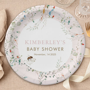 Assiettes En Carton Une petite Baby Shower Fleur Sauvage Wildflower