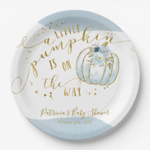 Assiettes En Carton Une petite citrouille arrive Élégante Baby Shower