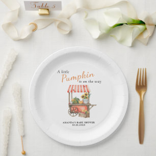 Assiettes En Carton Une petite citrouille est en route Baby Shower
