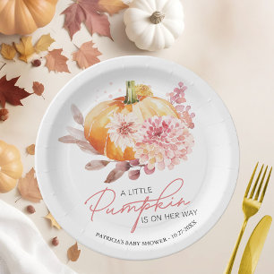 Assiettes En Carton Une petite citrouille est en route Baby Shower