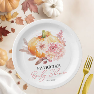 Assiettes En Carton Une petite citrouille est en route Baby Shower