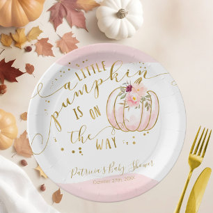 Assiettes En Carton Une petite citrouille est en route Élégante Baby S