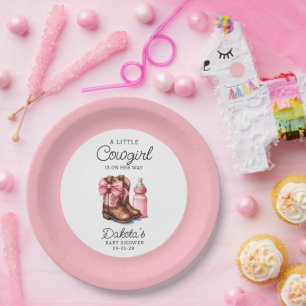 Assiettes En Carton Une Petite Cowgirl Rose Wester Rodeo Papier