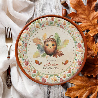 Assiettes En Carton Une petite douche de bébé au gland d'automne