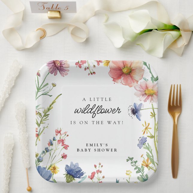 Assiettes En Carton Une petite fille Wildflower (Mariage)