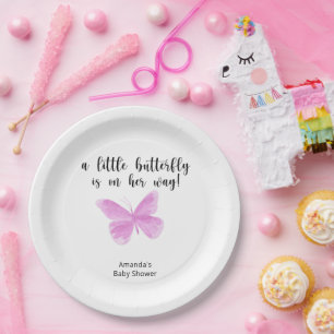 Assiettes En Carton Une petite papillon est en route Baby Shower