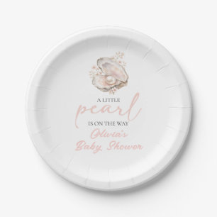 Assiettes En Carton Une petite perle est en route Baby Shower Côté Mer