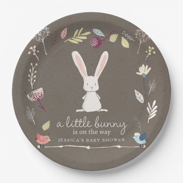 Assiettes En Carton Une Petite Plaque Papier Baby shower Bunny (Devant)