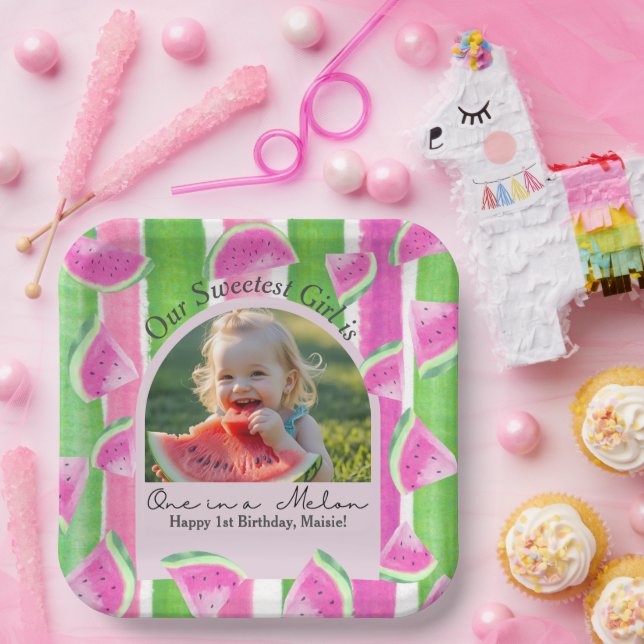 Assiettes En Carton Une photo d'anniversaire à Melon (Fête)