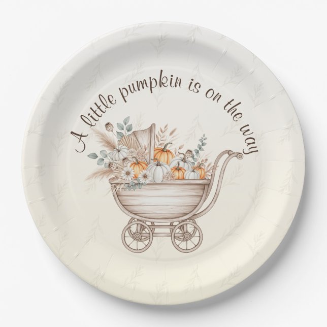 Assiettes En Carton Une Plaque Baby shower Boho Un Peu Citrouille (Devant)