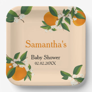 Assiettes En Carton Une Plaque De Papier Baby shower Orange Un Peu Cut