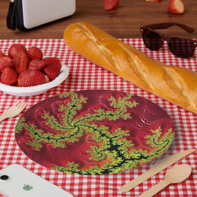 Assiettes En Carton Une Rivière Traverse Une Plaque De Papier (Pique-nique)