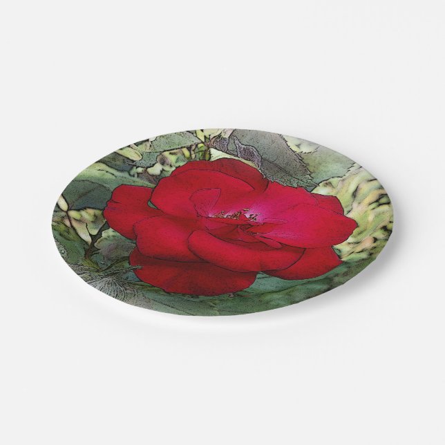 Assiettes En Carton Une rose solitaire (Angle)