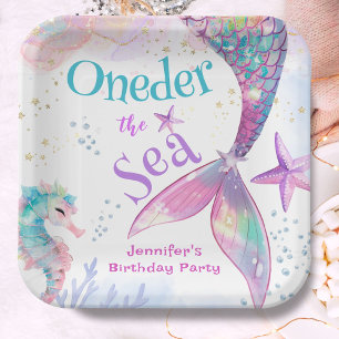 Assiettes En Carton Une Sirène De Mer 1er Anniversaire Rose Purple