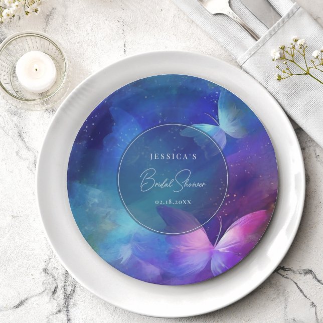 Assiettes En Carton Une vie de Fête des mariées de papillons (Créateur téléchargé)