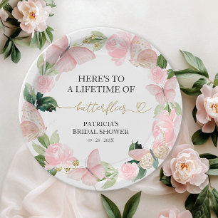 Assiettes En Carton Une Vie de Papillons Fête de Mariage Rose