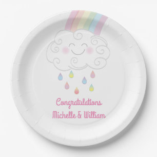 Assiettes En Carton Unicorn Baby shower Pastel Rainbow