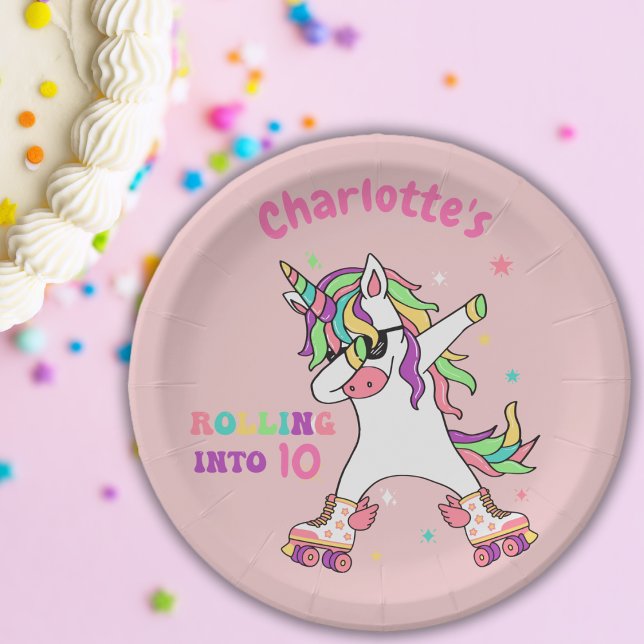 Assiettes En Carton Unicorn Dabbing Roller Patinage Anniversaire (Créateur téléchargé)