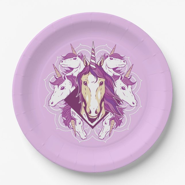 Assiettes En Carton Unicorn Mandala (Devant)