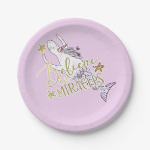 Assiettes En Carton Unicorn Mermaid Moderne tendance croire en Miracle