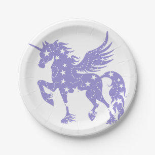 Assiettes En Carton Unicorn pegasus - Choisir la couleur arrière - pla