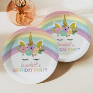 Assiettes En Carton Unicorn Rainbows Plaques papier pour fête d'annive