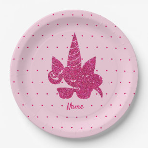 Assiettes En Carton Unicorn rose faux parties scintillant lunettes de