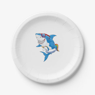 Assiettes En Carton Unicorn Shark Pool Party Chemise Enfants Filles Ga