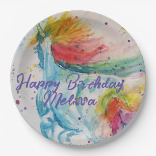 Assiettes En Carton Unicorn Watercolor Rainbow Birthay Party Girls