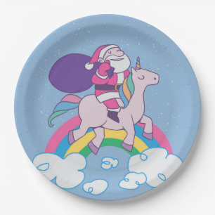 Assiettes En Carton Unicorne de Noël de Père Noël