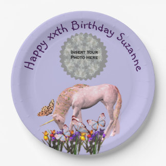 Assiettes En Carton Unicorne Et Papillons Photo Anniversaire