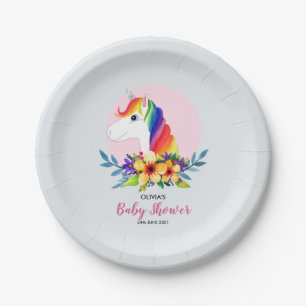 Assiettes En Carton Unicorne magique de la petite fille et Baby shower