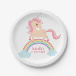 Assiettes En Carton Unicorne magique sur Rainbow Anniversaire Fournitu